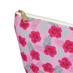 Fuschia Jamaica Flower Cosmetic Bag