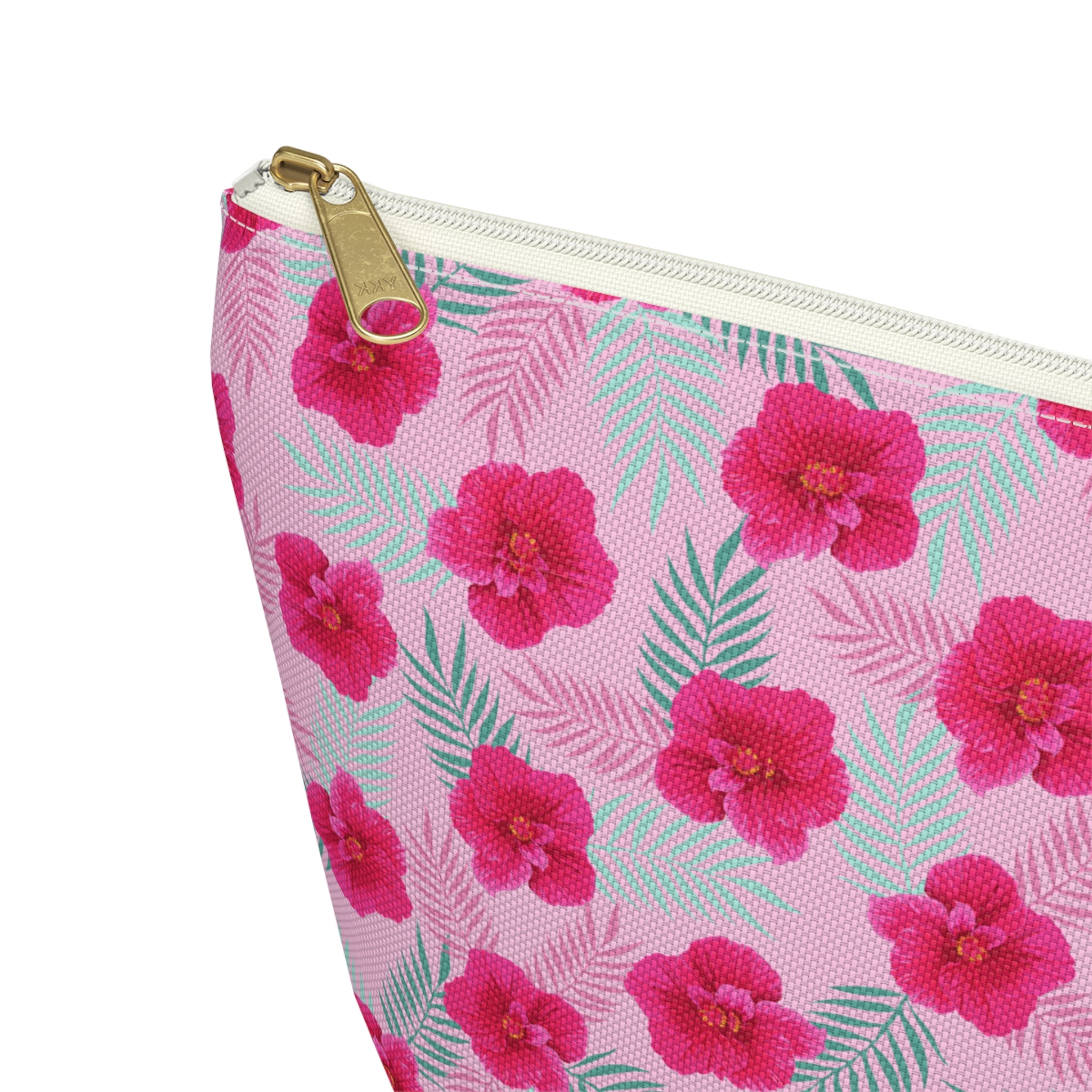 Fuschia Jamaica Flower Cosmetic Bag