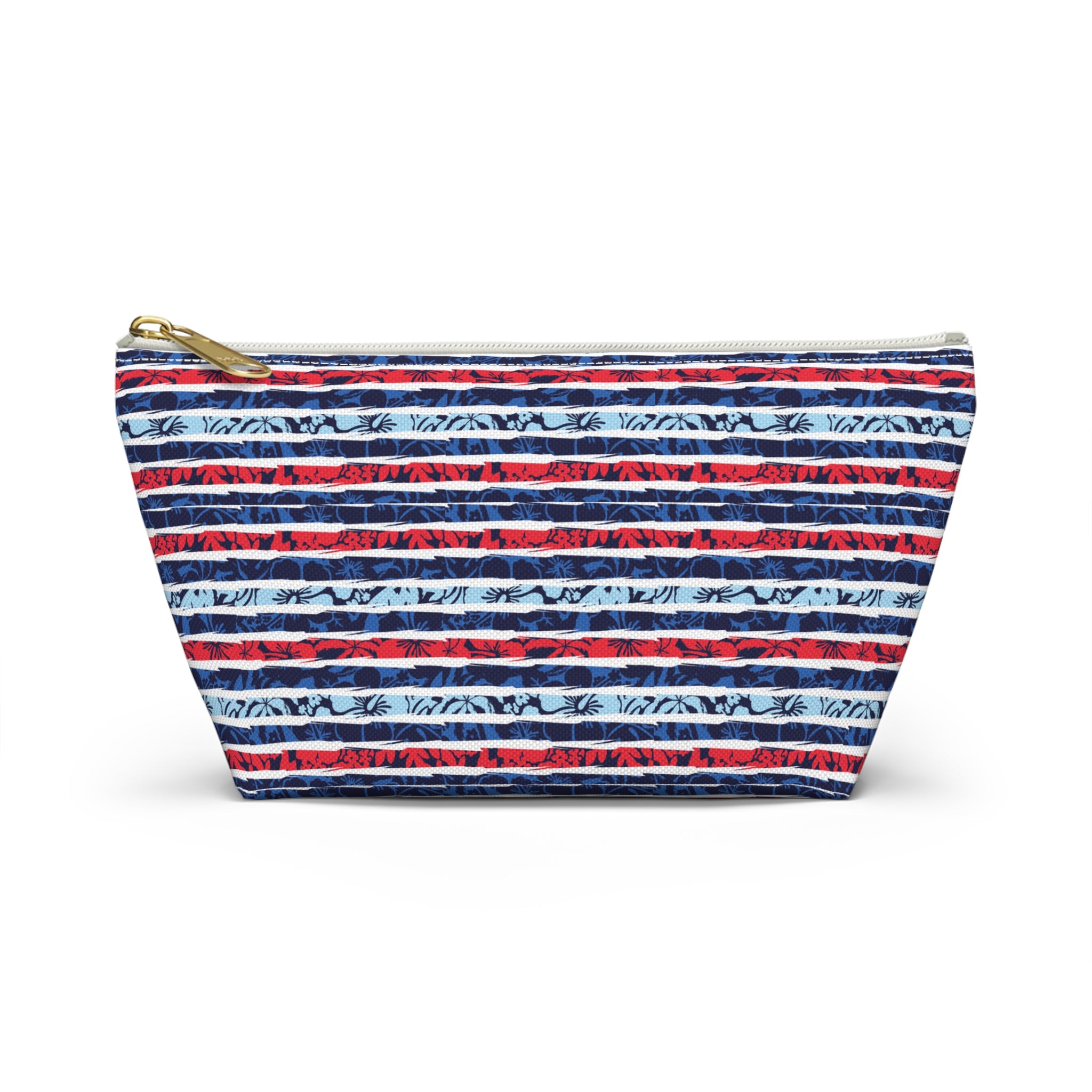 Patriotic Striped Hibiscus Cosmetic Bag