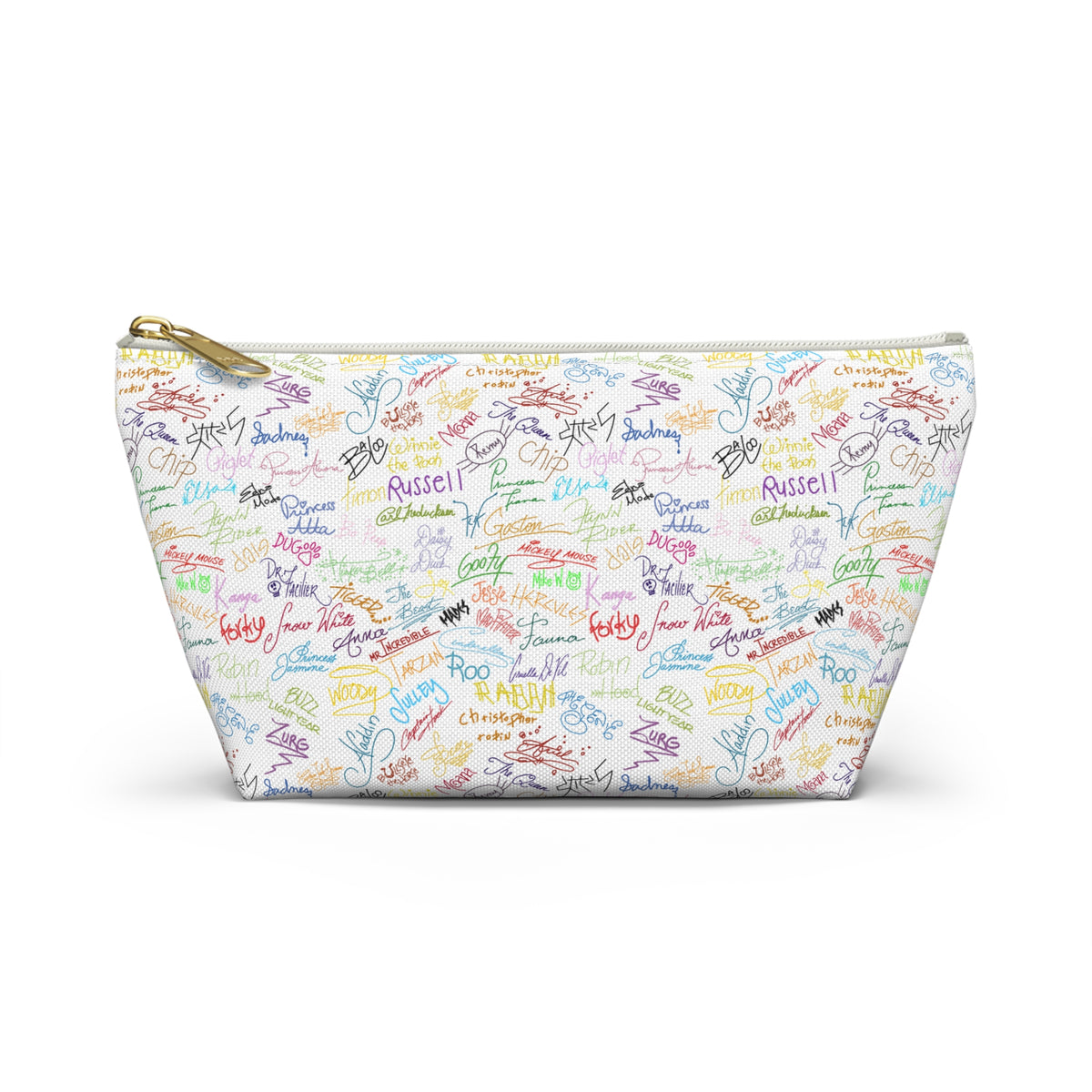 Character Autographs on White Cosmetic Bag
