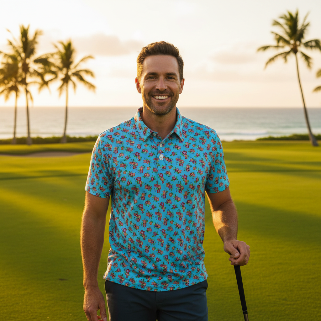 Aqua Flowered Sky - Golf