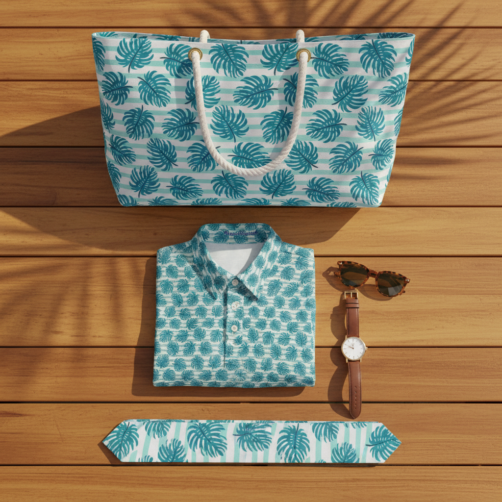 Blue Monstera - Flat Lay
