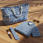 Blue Palm Stripes - Flat Lay