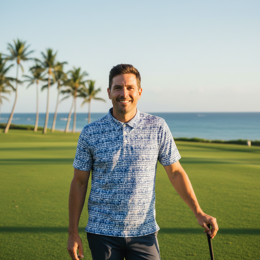 Blue Palm Stripes - Golf