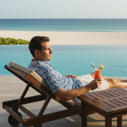 Blue Palm Stripes - Hotel Terrace