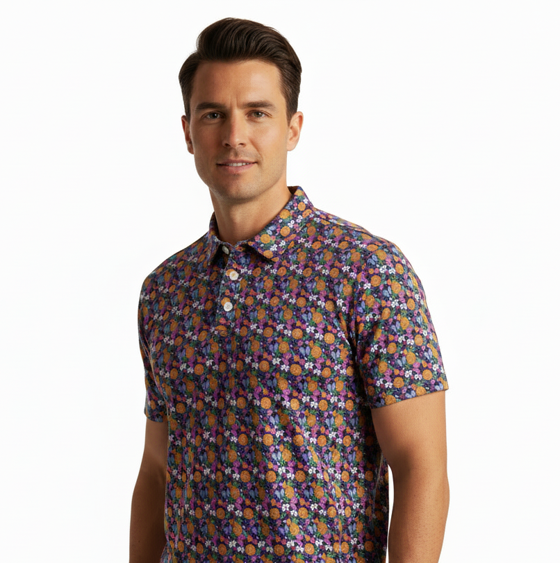 Retro Tropical Butterfly Polo Shirt