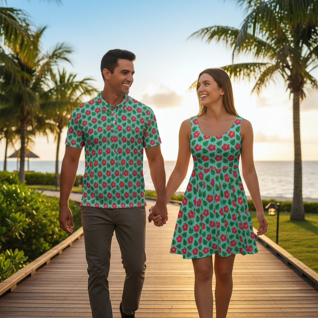 Monstera Leaf Hibiscus - Couple