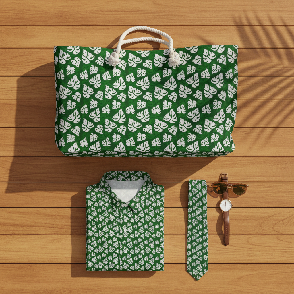 Monstera on Green - Flat Lay