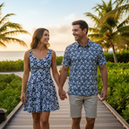 Nautical Blue Hibiscus - Couple