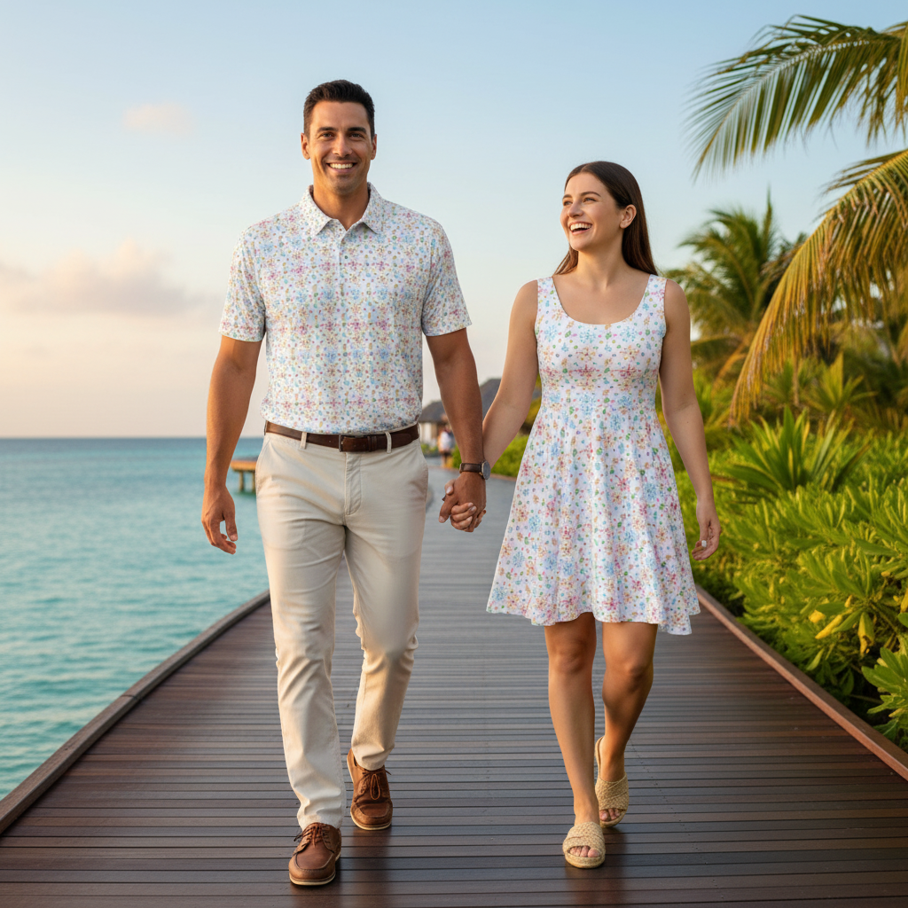 Orchid Outlines Polo - Couple