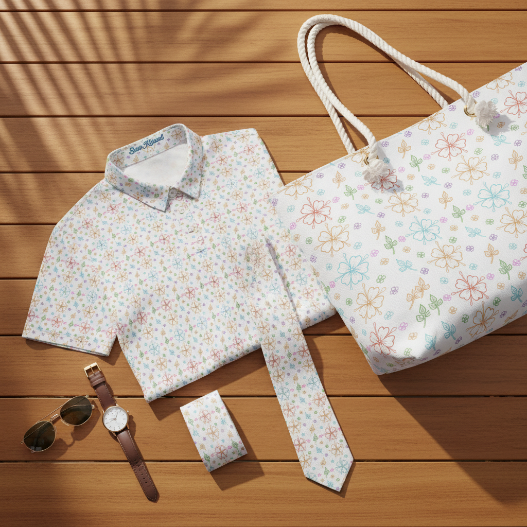 Orchid Outlines Polo - Flat Lay