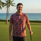 Pink Hibiscus on Red - Golf