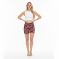 Pink Hibiscus on Red — Image 1 Blonde Full Body