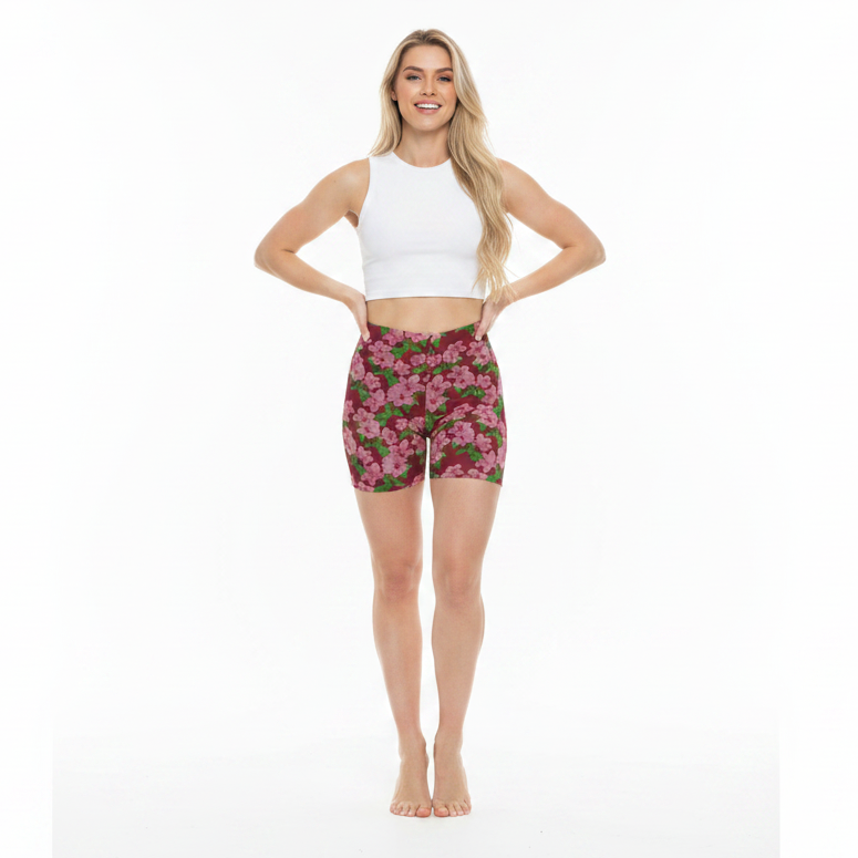 Pink Hibiscus on Red — Image 1 Blonde Full Body