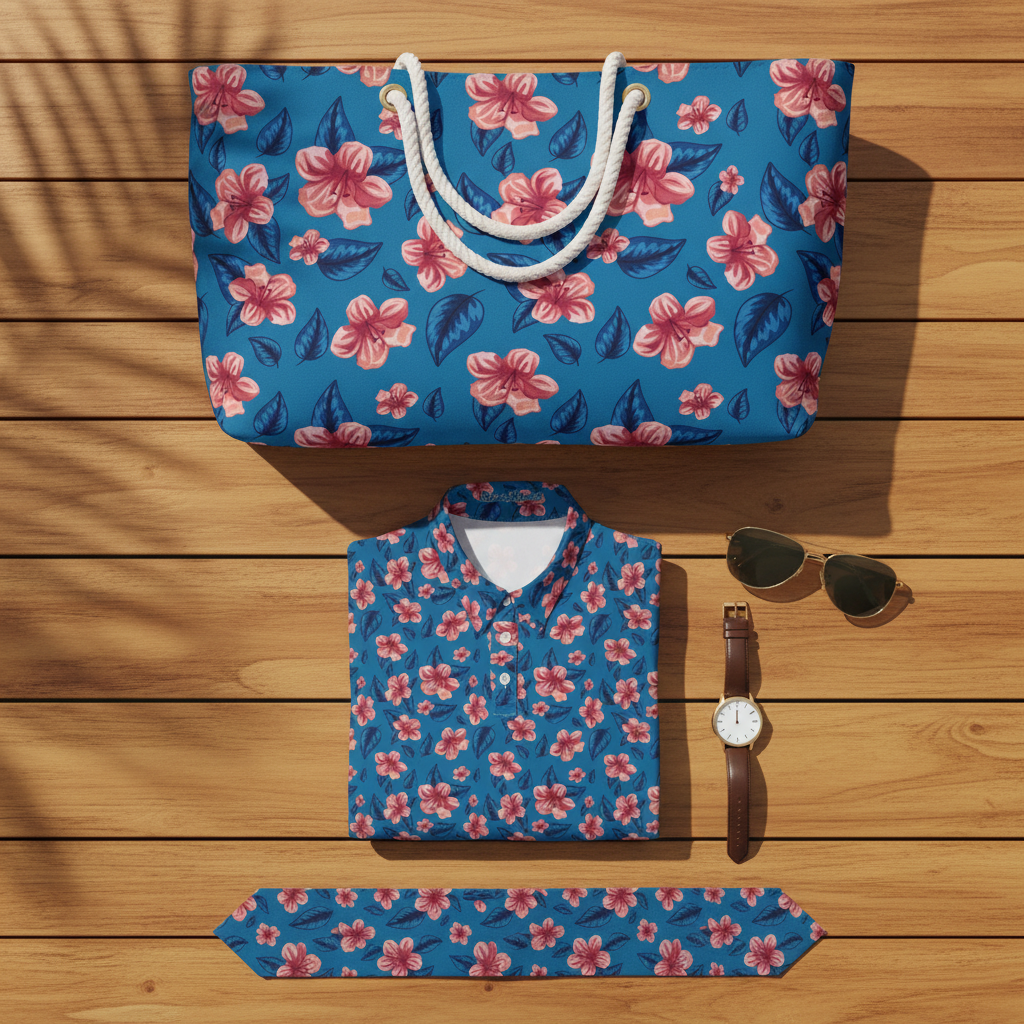 Pink Watercolor Blooms - Flat Lay