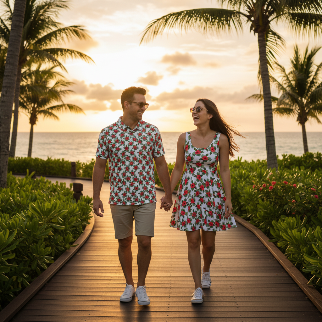Red Hibiscus Polo - Couple Revised