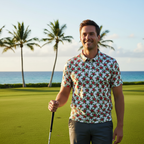 Red Hibiscus Polo - Golf Course