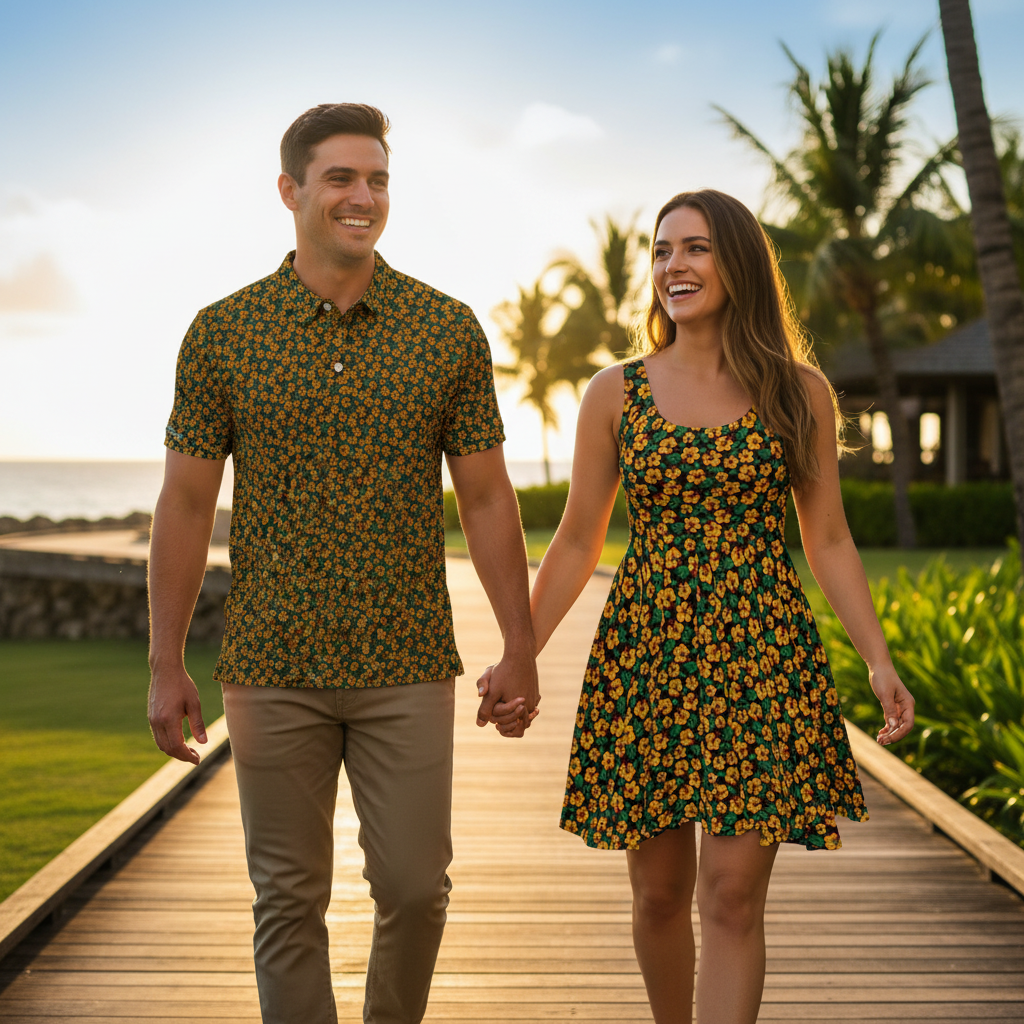 Tropical Gardens on Black - Couple