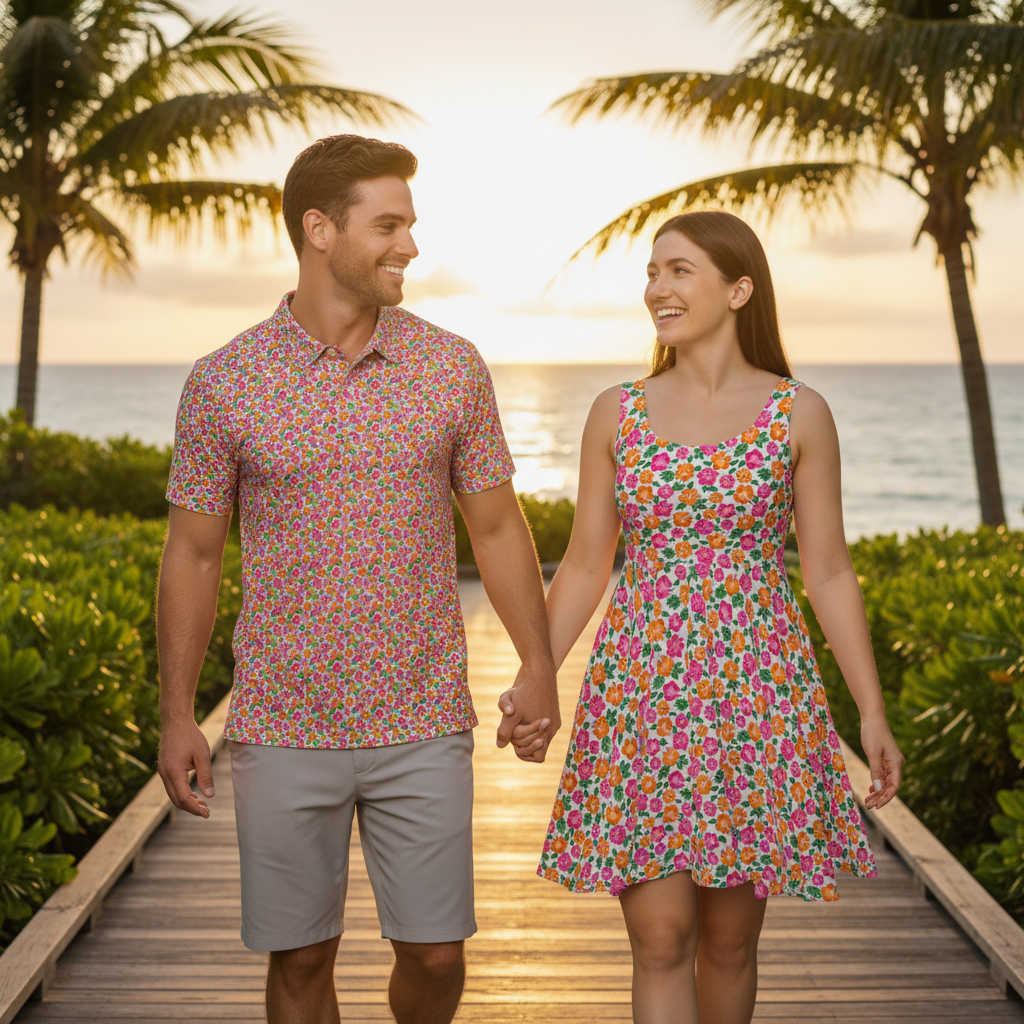 Tropical Gardens on White - Couple
