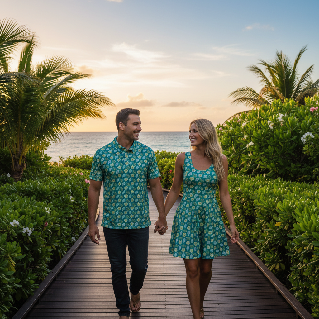 Tropical Leaves Polo - Couple