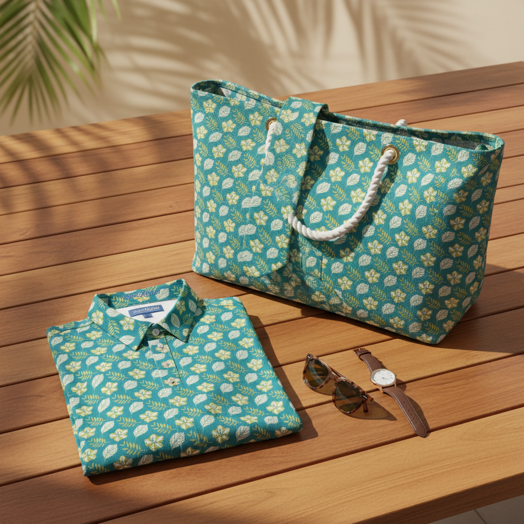 Tropical Leaves Polo - Flat Lay