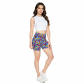 Yellow and Blue Abstract Hibiscus — Image 1 Long Wavy Dark Hair Standing